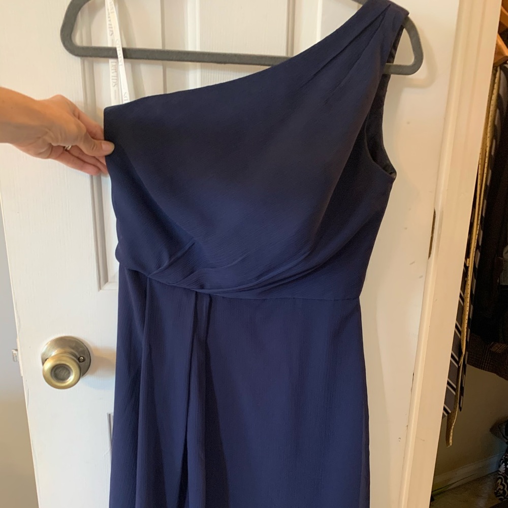 Navy one shoulder dress